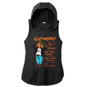 Gemini Girl Knows More Than She Says Ladies PosiCharge Tri-Blend Wicking Draft Hoodie Tank