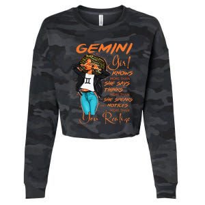 Gemini Girl Knows More Than She Says Cropped Pullover Crew