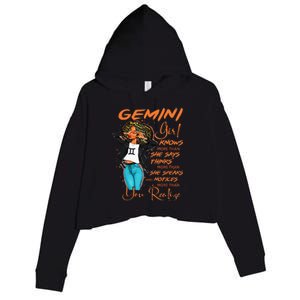 Gemini Girl Knows More Than She Says Crop Fleece Hoodie