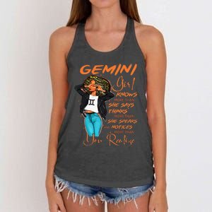 Gemini Girl Knows More Than She Says Women's Knotted Racerback Tank