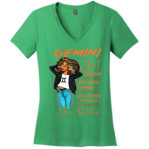 Gemini Girl Knows More Than She Says Women's V-Neck T-Shirt