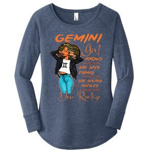 Gemini Girl Knows More Than She Says Women's Perfect Tri Tunic Long Sleeve Shirt