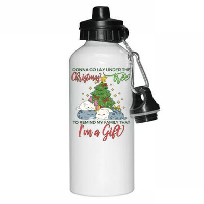 Gonna Go Lay Under The Christmas Tree Sarcastic Xmas Gift Aluminum Water Bottle