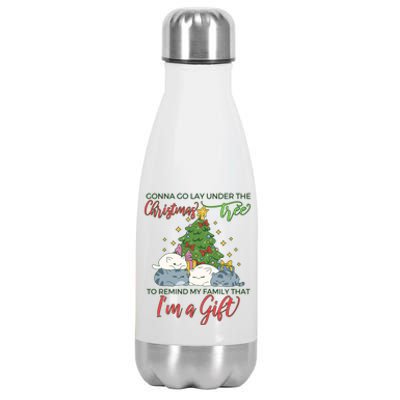 Gonna Go Lay Under The Christmas Tree Sarcastic Xmas Gift Stainless Steel Insulated Water Bottle