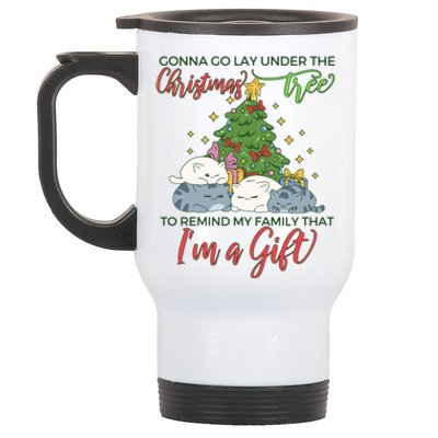 Gonna Go Lay Under The Christmas Tree Sarcastic Xmas Gift Stainless Steel Travel Mug