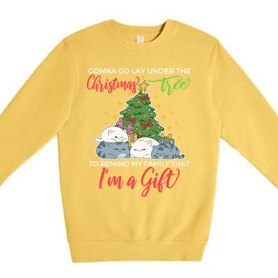 Gonna Go Lay Under The Christmas Tree Sarcastic Xmas Gift Premium Crewneck Sweatshirt