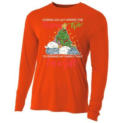 Gonna Go Lay Under The Christmas Tree Sarcastic Xmas Gift Cooling Performance Long Sleeve Crew