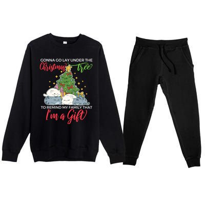 Gonna Go Lay Under The Christmas Tree Sarcastic Xmas Gift Premium Crewneck Sweatsuit Set