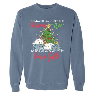 Gonna Go Lay Under The Christmas Tree Sarcastic Xmas Gift Garment-Dyed Sweatshirt