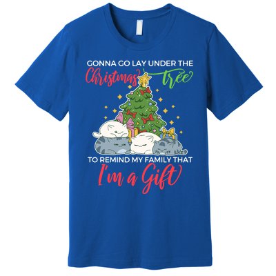 Gonna Go Lay Under The Christmas Tree Sarcastic Xmas Gift Premium T-Shirt