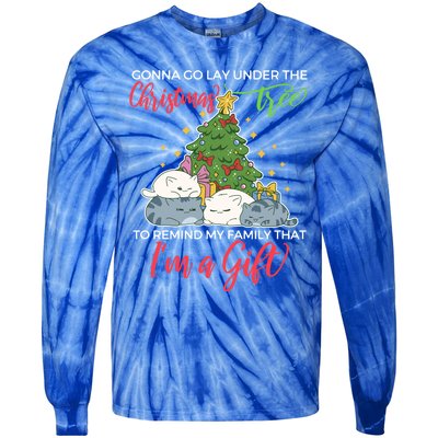 Gonna Go Lay Under The Christmas Tree Sarcastic Xmas Gift Tie-Dye Long Sleeve Shirt