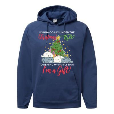 Gonna Go Lay Under The Christmas Tree Sarcastic Xmas Gift Performance Fleece Hoodie