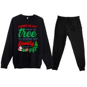 Gonna Go Lay Under The Tree Christmas Family Matching Xmas Meaningful Gift Premium Crewneck Sweatsuit Set