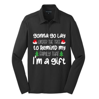 Gonna Go Lay Under The Tree Christmas Funny Xgiftmas Pajama Gift Silk Touch Performance Long Sleeve Polo