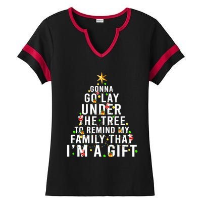 Gonna Go Lay Under The Tree Christmas Funny Gift Ladies Halftime Notch Neck Tee