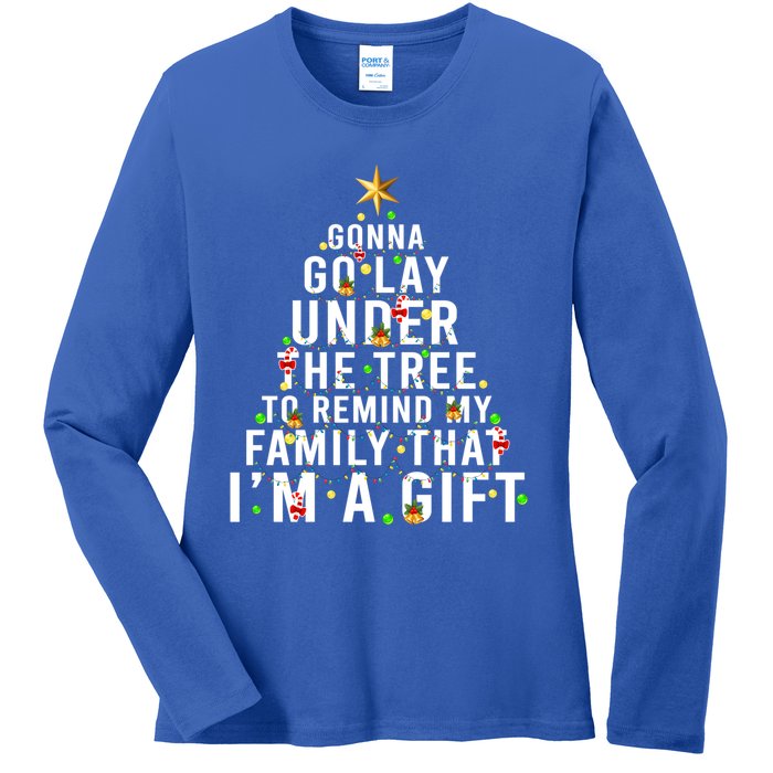 Gonna Go Lay Under The Tree Christmas Funny Gift Ladies Long Sleeve Shirt