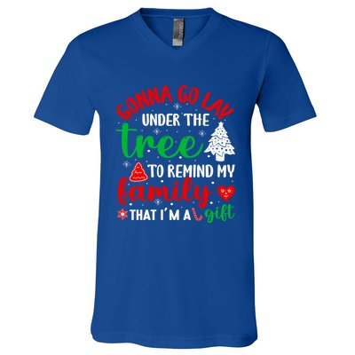 Gonna Go Lay Under The Tree Christmas Funny XMas Pajama Gift V-Neck T-Shirt