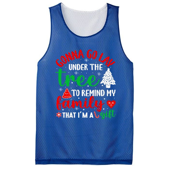 Gonna Go Lay Under The Tree Christmas Funny XMas Pajama Gift Mesh Reversible Basketball Jersey Tank