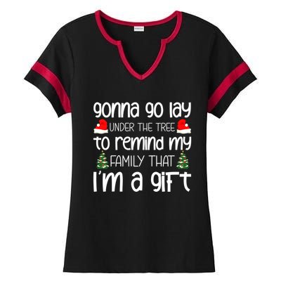 Gonna Go Lay Under The Tree Christmas Tree Santa Xmas Party Gift Ladies Halftime Notch Neck Tee