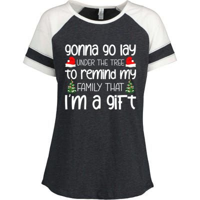 Gonna Go Lay Under The Tree Christmas Tree Santa Xmas Party Gift Enza Ladies Jersey Colorblock Tee