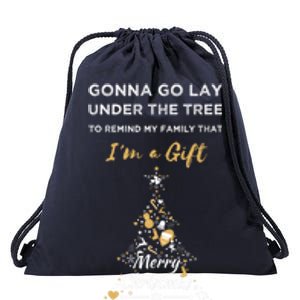 Gonna Go Lay Under The Tree Funny Christmas Humor Pajama Gift Drawstring Bag