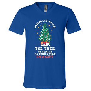 Gonna Go Lay Under The Tree Funny Family Christmas Sarcastic Cool Gift V-Neck T-Shirt