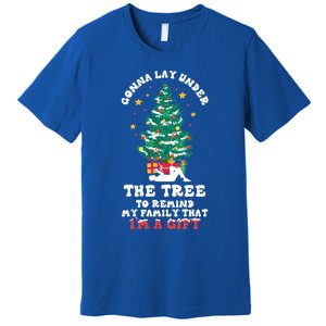 Gonna Go Lay Under The Tree Funny Family Christmas Sarcastic Cool Gift Premium T-Shirt