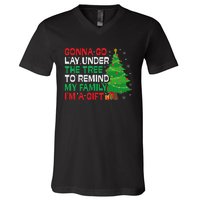 Gonna Go Lay Under The Tree Funny Family Christmas V-Neck T-Shirt