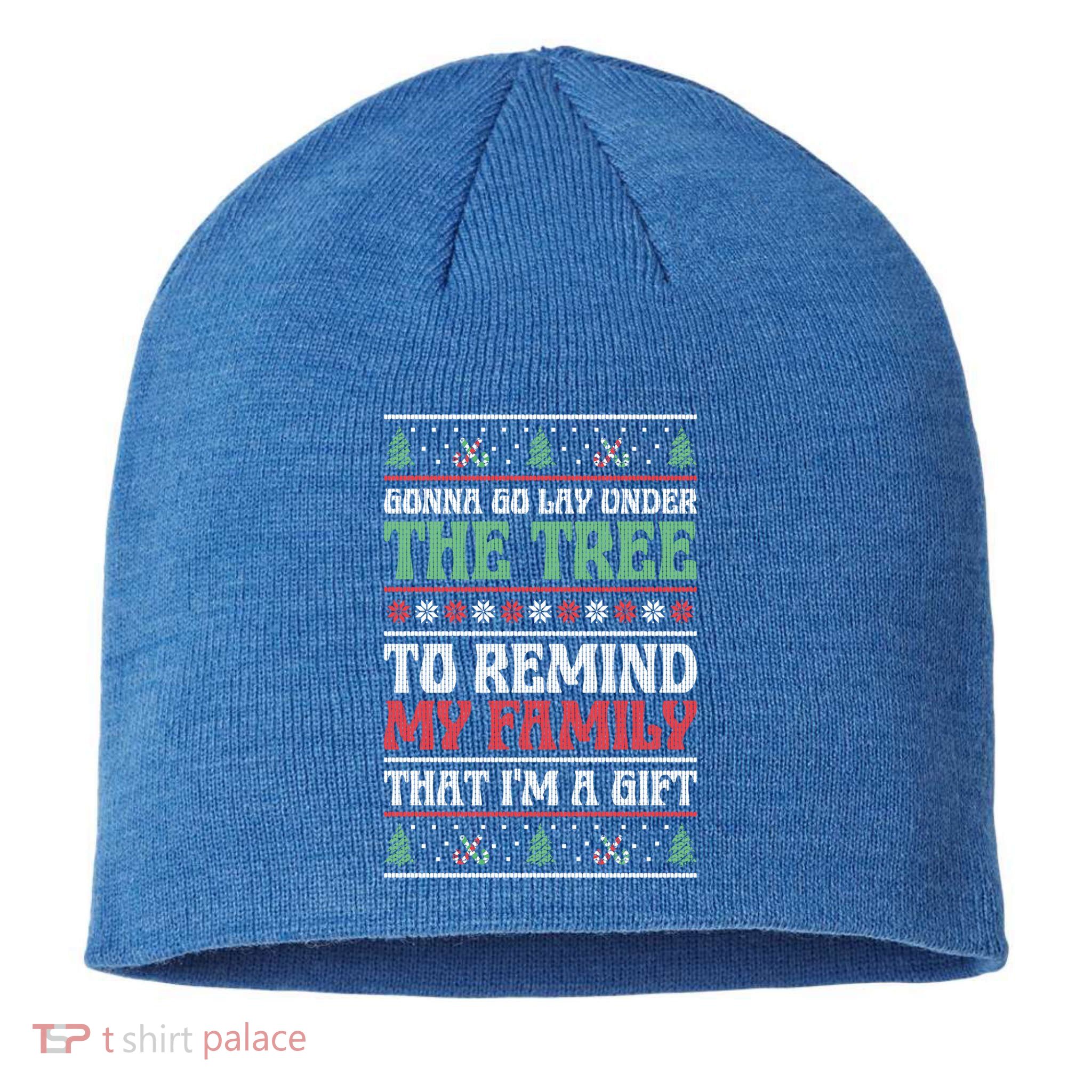 Gonna Go Lay Under The Tree Sarcastic Family Christmas Funny Gift Sustainable Beanie