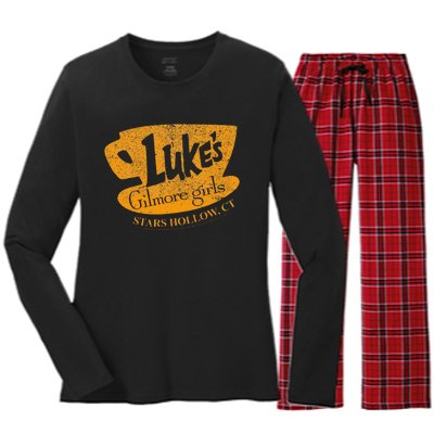 Gilmore Girl LukeS Diner Stars Hollow Women's Long Sleeve Flannel Pajama Set 