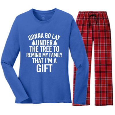 Gonna Go Lay Under The Tree To Remind My Family Christmas Gift Women's Long Sleeve Flannel Pajama Set 