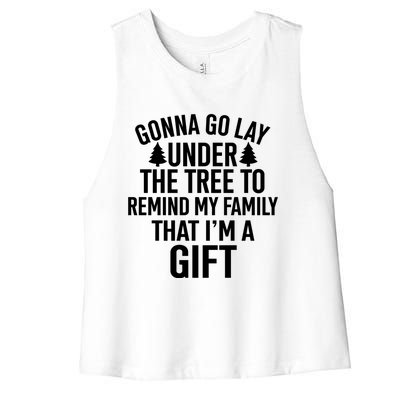 Gonna Go Lay Under The Tree To Remind My Family Christmas Gift Women's Racerback Cropped Tank