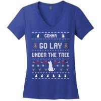 Gonna Go Lay Under Tree Holiday Ugly Christmas Sweater Meaningful Gift Women's V-Neck T-Shirt