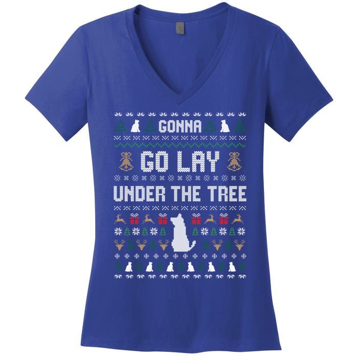 Gonna Go Lay Under Tree Holiday Ugly Christmas Sweater Meaningful Gift Women's V-Neck T-Shirt