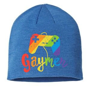 Gaymer Gift Lgbt Pride Gay Gamer Rainbow Flag Gift Sustainable Beanie