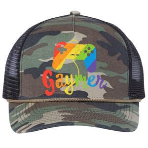 Gaymer Gift Lgbt Pride Gay Gamer Rainbow Flag Gift Retro Rope Trucker Hat Cap