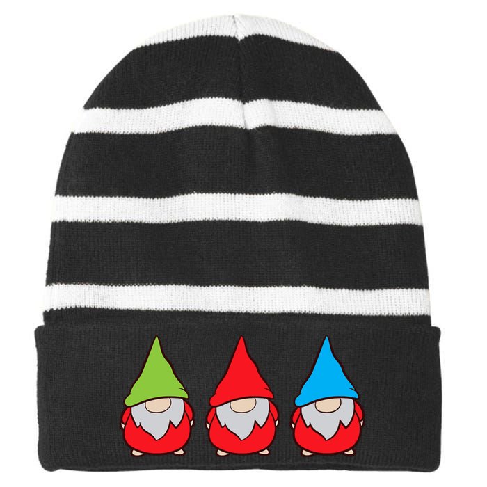 Garden Gnome Lover Cute Garden Gnomes Premium Striped Beanie with Solid Band