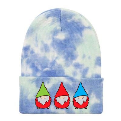 Garden Gnome Lover Cute Garden Gnomes Premium Tie Dye 12in Knit Beanie