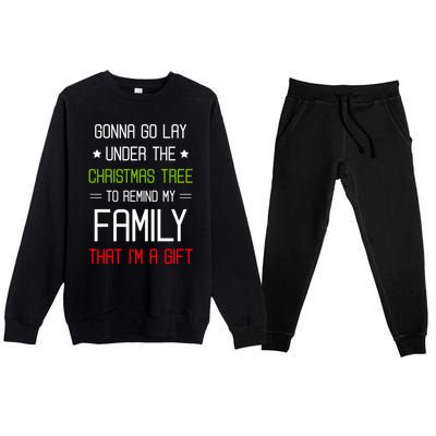 Gonna Go Lay Under The Christmas Tree Sarcastic Holiday Meaningful Gift Premium Crewneck Sweatsuit Set