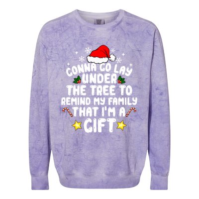 Gonna Go Lay Under The Tree Christmas Family Santa Hat Xmas Gift Colorblast Crewneck Sweatshirt