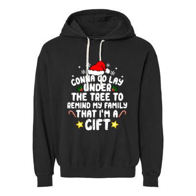 Gonna Go Lay Under The Tree Christmas Family Santa Hat Xmas Gift Garment-Dyed Fleece Hoodie