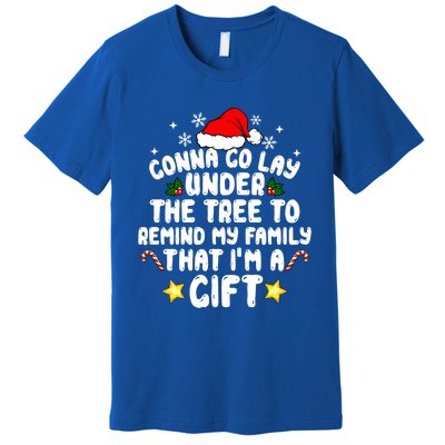 Gonna Go Lay Under The Tree Christmas Family Santa Hat Xmas Gift Premium T-Shirt