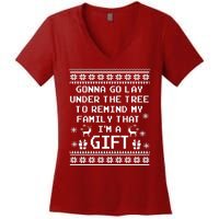 Gonna Go Lay Under The Tree To Remind My Family I Am a Gift Women's V-Neck T-Shirt