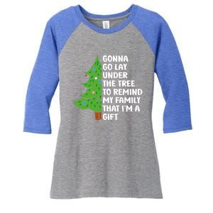 Gonna Go Lay Under Tree To Remind My Family Christmas Tree Gift Women's Tri-Blend 3/4-Sleeve Raglan Shirt