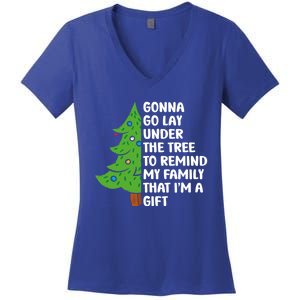 Gonna Go Lay Under Tree To Remind My Family Christmas Tree Gift Women's V-Neck T-Shirt