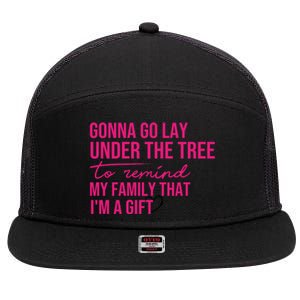 Gonna Go Lay Under The Tree To Remind My Family Christmas Funny Gift 7 Panel Mesh Trucker Snapback Hat