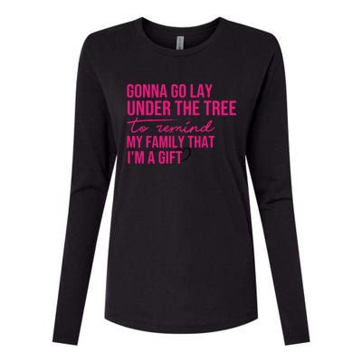 Gonna Go Lay Under The Tree To Remind My Family Christmas Funny Gift Womens Cotton Relaxed Long Sleeve T-Shirt