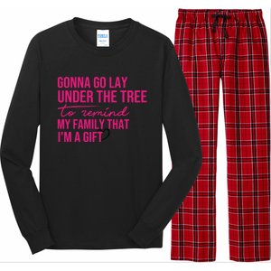 Gonna Go Lay Under The Tree To Remind My Family Christmas Funny Gift Long Sleeve Pajama Set