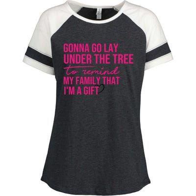 Gonna Go Lay Under The Tree To Remind My Family Christmas Funny Gift Enza Ladies Jersey Colorblock Tee