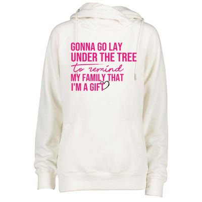 Gonna Go Lay Under The Tree To Remind My Family Christmas Funny Gift Womens Funnel Neck Pullover Hood